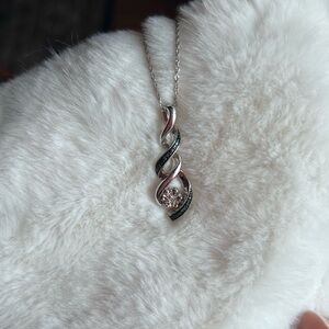 Elegant Silver and Black Swirl Pendant Necklace